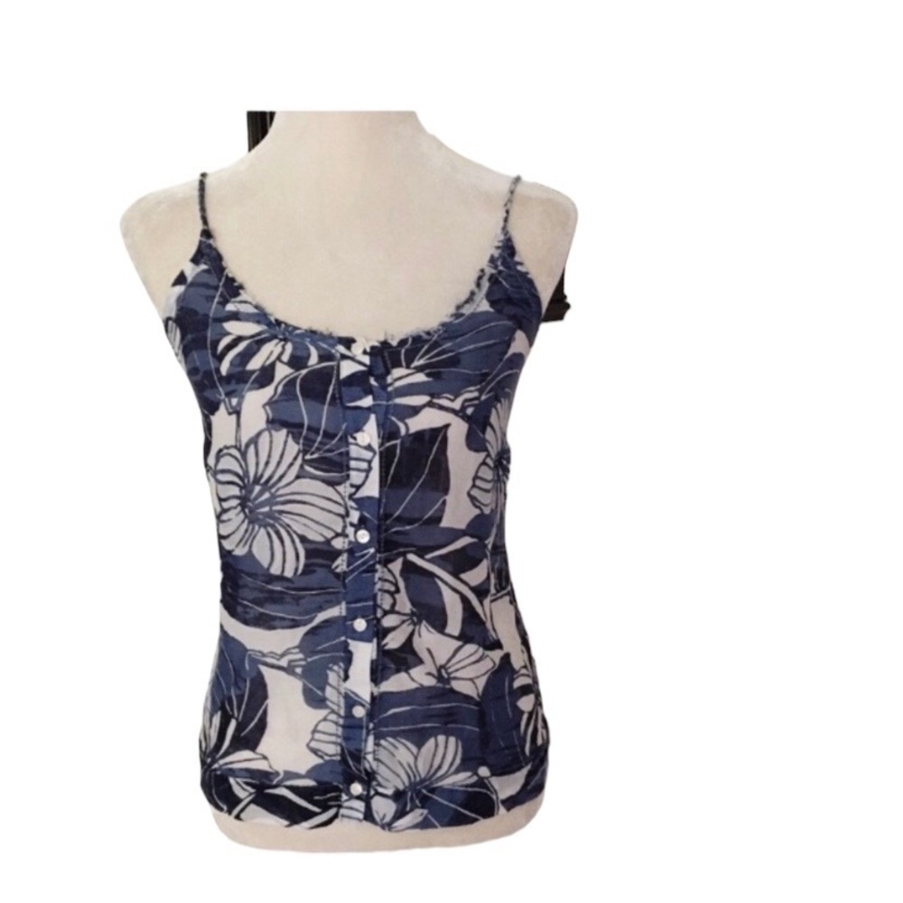 Lucky Brand Blue White Sleeveless Top Size Medium